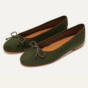Margaux Italian Suede Hunter Green Handmade in Spain Flats